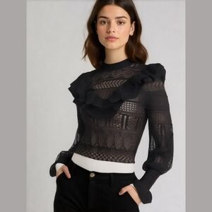 Ronny Kobo Terese Knit Sweater S Black